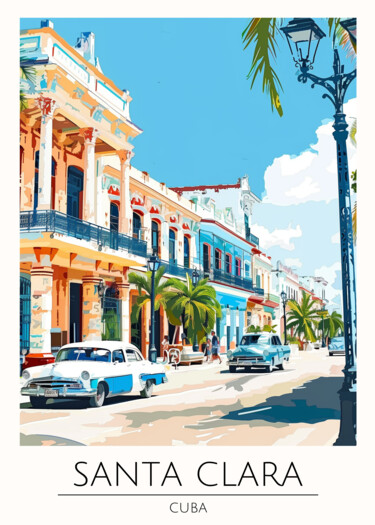 "Vibrant Santa Clara…" başlıklı Dijital Sanat 春宇 关 tarafından, Orijinal sanat, AI tarafından oluşturulan görüntü Ahşap panel…