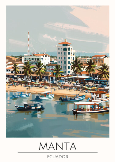 "Coastal Ecuadorian…" başlıklı Dijital Sanat 春宇 关 tarafından, Orijinal sanat, AI tarafından oluşturulan görüntü Ahşap panel…