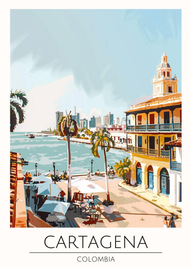 Arte digitale intitolato "Cartagena Colombia…" da Chun Yu Guan, Opera d'arte originale, Immagine generata dall'IA Montato su…