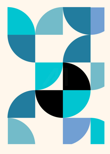 Digital Arts titled "Abstract Geometric…" by Chun Yu Guan, Original Artwork, AI generated image Mounted on Wood Panel