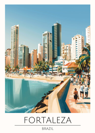Digital Arts titled "Fortaleza Beach Cit…" by Chun Yu Guan, Original Artwork, AI generated image Mounted on Wood Panel