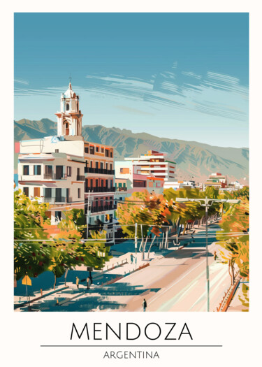 "Mendoza Argentina C…" başlıklı Dijital Sanat 春宇 关 tarafından, Orijinal sanat, AI tarafından oluşturulan görüntü Ahşap panel…