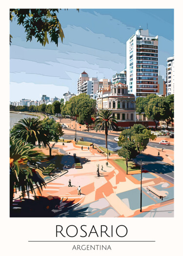 "Rosario Argentina C…" başlıklı Dijital Sanat 春宇 关 tarafından, Orijinal sanat, AI tarafından oluşturulan görüntü Ahşap panel…