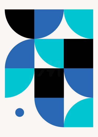 Digital Arts titled "Abstract Geometric…" by Chun Yu Guan, Original Artwork, AI generated image Mounted on Wood Panel