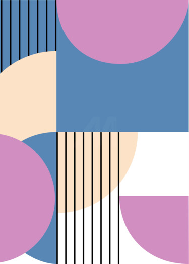 "Abstract Geometric…" başlıklı Dijital Sanat 春宇 关 tarafından, Orijinal sanat, AI tarafından oluşturulan görüntü Ahşap panel…