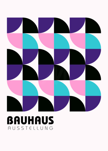 Digital Arts titled "Bauhaus Geometric W…" by Chun Yu Guan, Original Artwork, AI generated image Mounted on Wood Panel