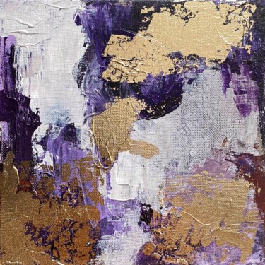 "“Purple Gold Abstra…" başlıklı Tablo Mily Art tarafından, Orijinal sanat, Akrilik Ahşap Sedye çerçevesi üzerine monte edilm…