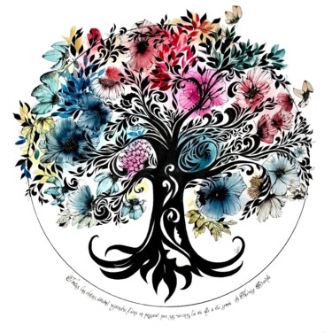 Malarstwo zatytułowany „Flowerstree Numéro…” autorstwa Elodie Ferré, Oryginalna praca, Akwarela