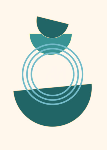 "Abstract Teal and G…" başlıklı Dijital Sanat 春宇 关 tarafından, Orijinal sanat, AI tarafından oluşturulan görüntü Ahşap panel…