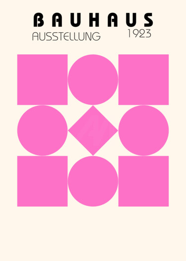 Grafika cyfrowa / sztuka generowana cyfrowo zatytułowany „Bauhaus Pink Geomet…” autorstwa 春宇 关, Oryginalna praca, Obraz gene…