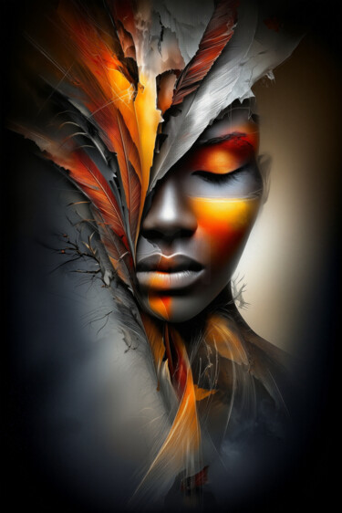 "Feather Veil" başlıklı Dijital Sanat George Van Der Lee tarafından, Orijinal sanat, AI tarafından oluşturulan görüntü