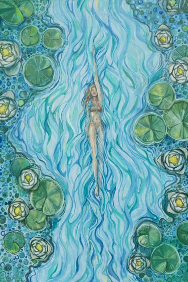 Malarstwo zatytułowany „La Femme dans un ha…” autorstwa Anna Boich, Oryginalna praca, Olej Zamontowany na Drewniana rama nos…