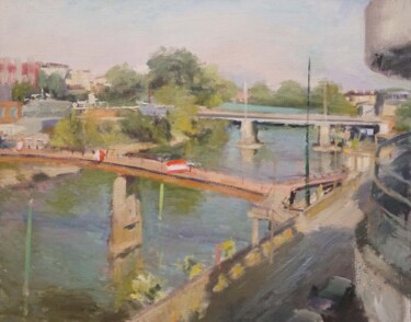 "La passerelle , Alf…" başlıklı Tablo Manuel Leonardi tarafından, Orijinal sanat, Petrol Ahşap Sedye çerçevesi üzerine monte…