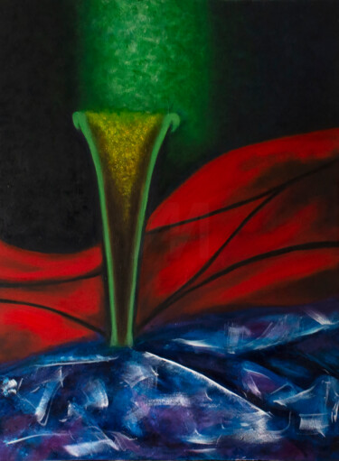 Painting titled "Three-spotted jewel…" by Lu Meng, Original Artwork, Oil Mounted on Wood Stretcher frame
