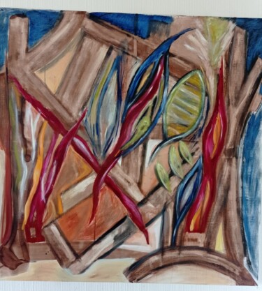 Painting titled "Automne Live" by Christian Vernier, Original Artwork, Oil