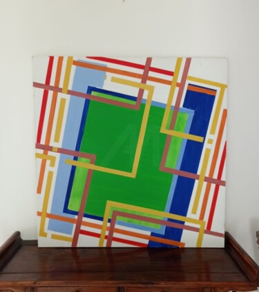 Painting titled "Présence" by Christian Vernier, Original Artwork, Oil