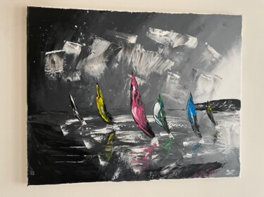 Malerei mit dem Titel "Voilier" von Quentin Couturier, Original-Kunstwerk, Acryl Auf Keilrahmen aus Holz montiert