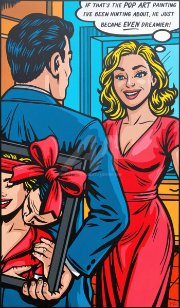 Painting titled "Mr Right" by Jamie Lee, Original Artwork, Acrylic Mounted on Wood Stretcher frame