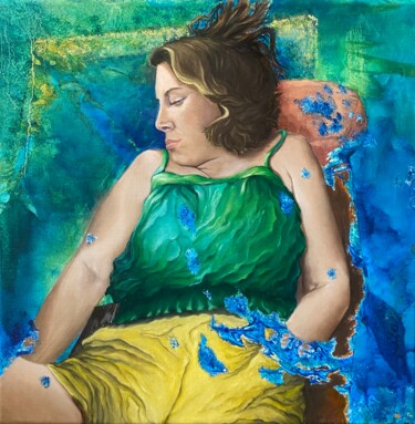 Peinture intitulée "Poussières de rêve" par Cécile Dinge, Œuvre d'art originale, Huile Monté sur Châssis en bois