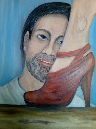 Painting titled "Мужчина" by Olga Stepanenko, Original Artwork, Oil Mounted on Wood Panel