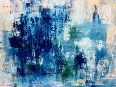 Painting titled "Blue Motion" by Claudia Maria Ulrich, Original Artwork, Oil