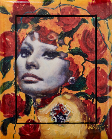 Schilderij getiteld "Mini Sophia Loren" door Peter Donkersloot, Origineel Kunstwerk, Acryl