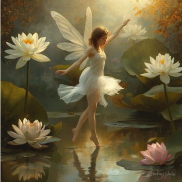 Pintura intitulada "Enchanted Fairy Dan…" por Tambrey Jolenia, Obras de arte originais, Acrílico Montado em Armação em madei…