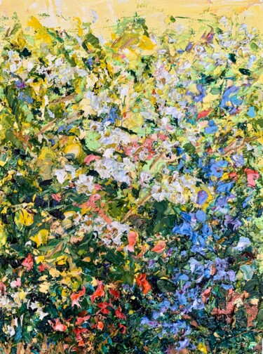 Painting titled "Flowers Meadow Impa…" by Vilma Gataveckiene, Original Artwork, Oil