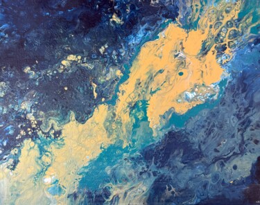 Painting titled "Vue du ciel" by Hélène Benoist, Original Artwork, Acrylic Mounted on Wood Stretcher frame