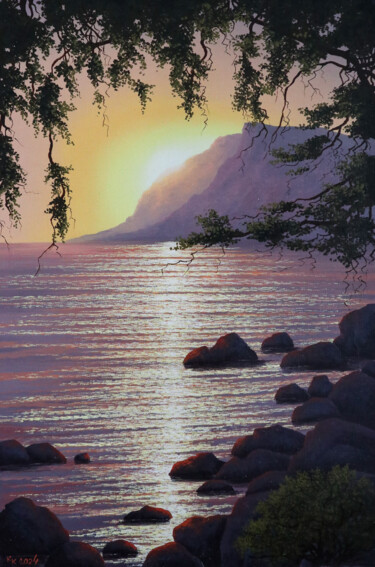 Painting titled "A warm summer eveni…" by Kirill Kiryukhin, Original Artwork, Oil