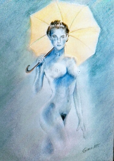 Peinture intitulée "Cloé nue et classe" par Garjifet, Œuvre d'art originale, Gouache