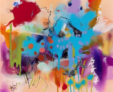 Digital Arts titled "Turquoise Choir Abs…" by Lucy Nosfy, Original Artwork, 2D Digital Work