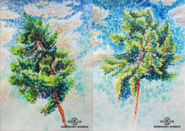 "Diptich  "Summer Fr…" başlıklı Tablo Andrew Gorbachev tarafından, Orijinal sanat, Suluboya