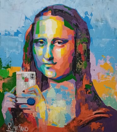 Painting titled "Mona lisa" by Rodrigo Mariano Da Silva Barbosa, Original Artwork, Acrylic Mounted on Wood Stretcher frame