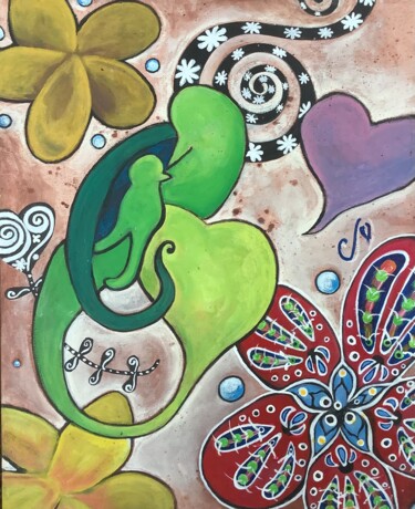 Peinture intitulée "Amour inconditionnel" par Clo, Œuvre d'art originale, Acrylique Monté sur Châssis en bois