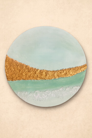 Ζωγραφική με τίτλο "Golden shore" από Vera Sol, Αυθεντικά έργα τέχνης, Λάδι Τοποθετήθηκε στο Ξύλινο φορείο σκελετό