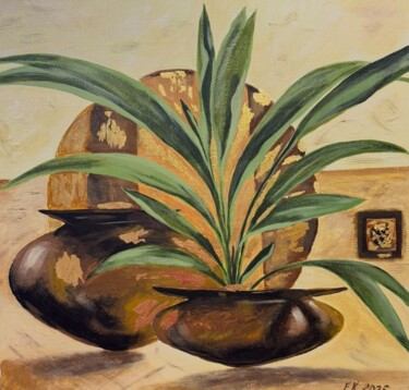 Malarstwo zatytułowany „Clay vessels with g…” autorstwa Elena Krikunova, Oryginalna praca, Akryl