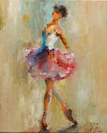 Painting titled "ballet 036" by Pavel Filin, Original Artwork, Oil Mounted on Wood Stretcher frame