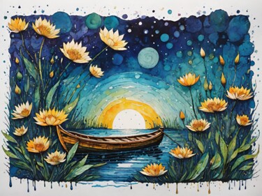 Digital Arts με τίτλο "A serene nighttime…" από Meahau, Αυθεντικά έργα τέχνης, Εικόνα που δημιουργήθηκε με AI