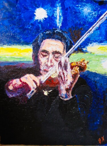 "Le violomiste" başlıklı Tablo Esdez tarafından, Orijinal sanat, Petrol Ahşap Sedye çerçevesi üzerine monte edilmiş