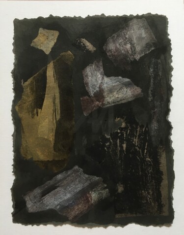 Malarstwo zatytułowany „Black and Gold 3” autorstwa Elaine Wilday, Oryginalna praca, Kolaże