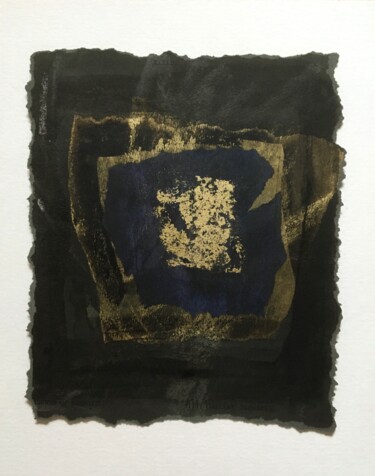 Картина под названием "Black and Gold 5" - Elaine Wilday, Подлинное произведение искусства, Коллажи