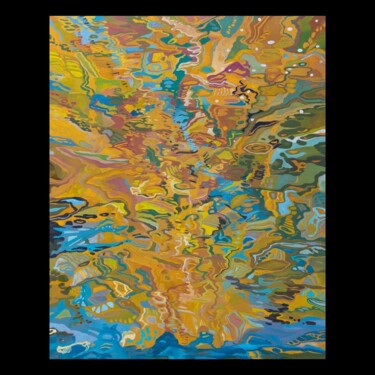 Peinture intitulée "plan d'eau jaune" par Bietry, Œuvre d'art originale, Huile