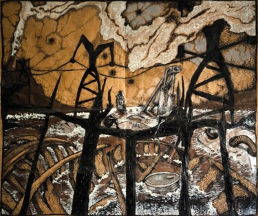 "Pylônes enjambant l…" başlıklı Resim Frédéric Drumez tarafından, Orijinal sanat, Mürekkep