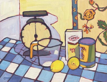 Painting titled "Baking with Lemons" by Catherine J. Martzloff, Original Artwork, Oil