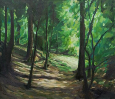 Ζωγραφική με τίτλο "Deep in the forest" από Irina Jesinger, Αυθεντικά έργα τέχνης, Λάδι Τοποθετήθηκε στο Ξύλινο φορείο σκελε…