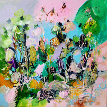 Peinture intitulée "Cœur vert en Aubrac" par Muriel Cayet, Œuvre d'art originale, Acrylique Monté sur Châssis en bois