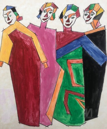 Ζωγραφική με τίτλο "ART SINGULIER 7" από Étienne Dupé, Αυθεντικά έργα τέχνης, Γκουάς