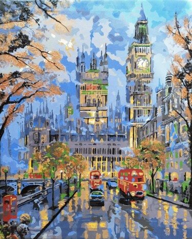 "Evening London. Big…" başlıklı Tablo Bast tarafından, Orijinal sanat, Akrilik Ahşap panel üzerine monte edilmiş