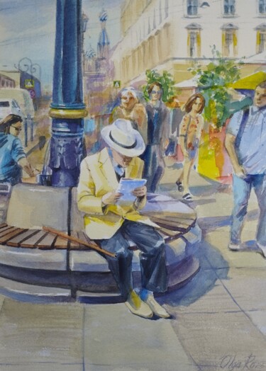 Pintura intitulada "City stories. Whoev…" por Olga Ro, Obras de arte originais, Aquarela